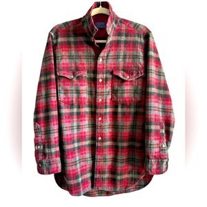 Pendelton - Men's 1950's Vintage Wool Plaid 2 Pocket Oxford -Multi Color - Large